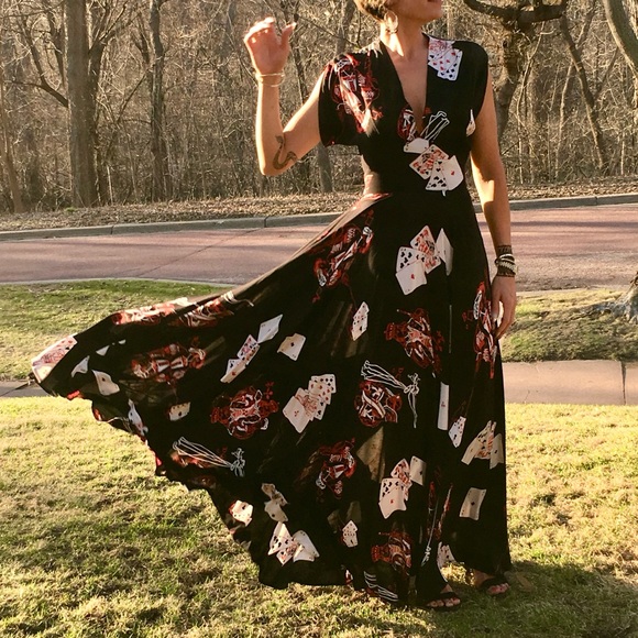 Trashy Diva Dresses & Skirts - Trashy Diva Queen of Hearts crepe-de-chine maxi dress Size 4
